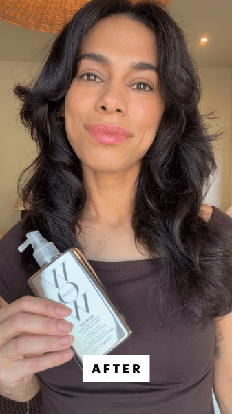 Shipin after applying the Color Wow Dream Coat Supernatural Spray